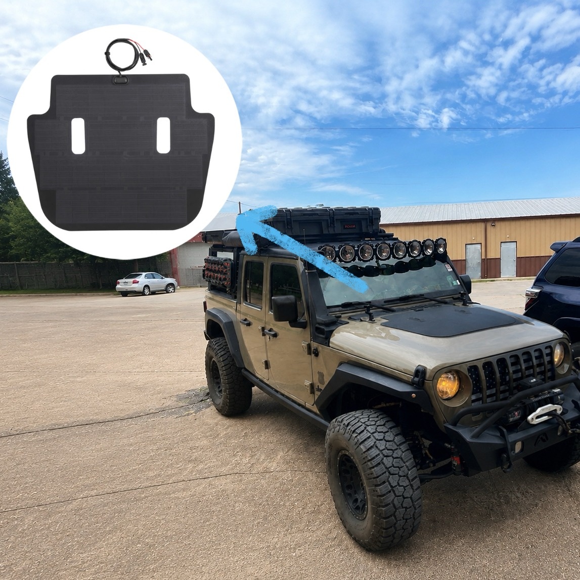 Jeep Wrangler hood solar panel